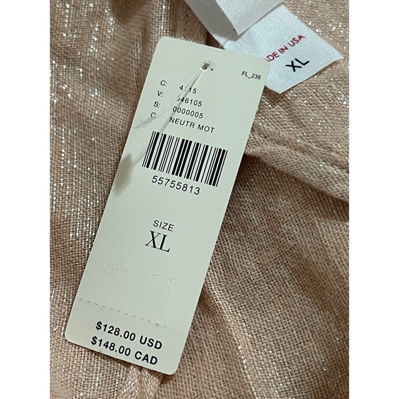 Anthropologie Amadi Kaye Linen Oversized Metallic Blazer Blush NWT Size XL - Picture 8 of 11